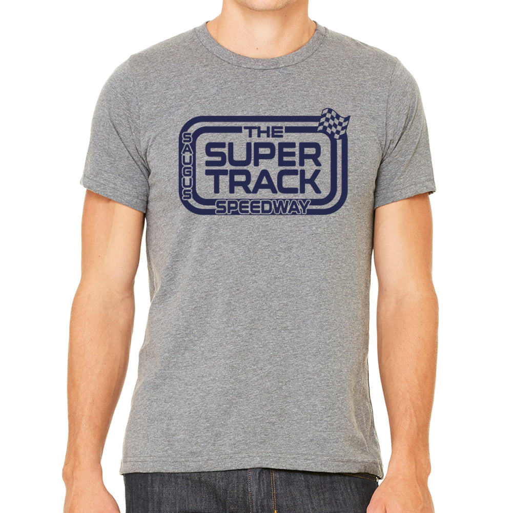 The Saugus Super Track Speedway Men's Slim Fit Grey Tri Blend T-Shirt