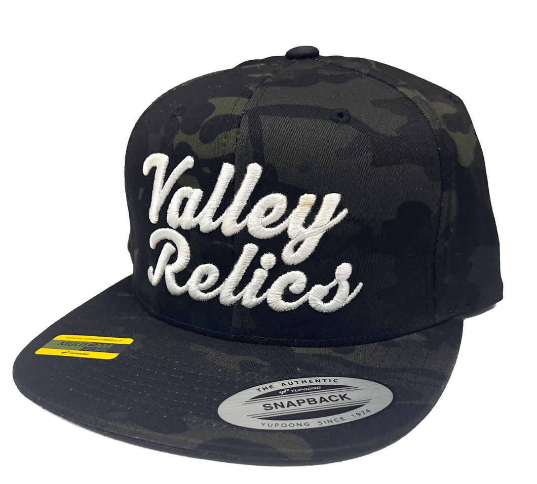 Valley Relics White on Camo Snapback